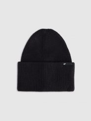 4F Czapka beanie uniseks - czarna Uniwersalny. Czarne czapki męskie 4f, na zimę, bez wzorów, z materiału, klasyczne. Za 69.99 zł.