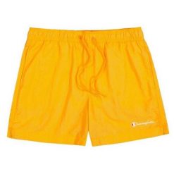 Męskie Krótkie Spodenki Kąpielowe Z Haftowanym Logo. Brązowe szorty męskie CHAMPION, bez wzorów, sportowe. Za 157.99 zł.