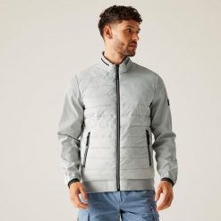 Kurtka turystyczna hybrydowa męska Brennon. Białe kurtki męskie Regatta, m, bez wzorów, z poliamidu, sportowe, bez ramiączek, bez kaptura. W wyprzedaży za 265.60 zł.