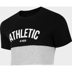 T-shirt męski TSM075 - głęboka czerń. T-shirty męskie 4f, m, bez wzorów, bez kołnierzyka, bez ramiączek. W wyprzedaży za 59.99 zł.
