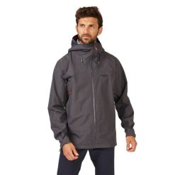 Kurtka przeciwdeszczowa męska Rab Namche GTX Jacket z kapturem. Szare kurtki męskie RAB, m, bez wzorów, bez ramiączek, z kapturem. Za 959.99 zł.