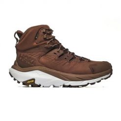Buty trekkingowe męskie Hoka One One M Kaha 2 Gtx. Brązowe buty trekkingowe męskie Hoka One One, bez wzorów, z materiału, sportowe, bez obcasa, bez zapięcia. W wyprzedaży za 809.00 zł.