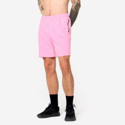 Spodenki fitness cardio męskie Domyos. Czerwone szorty sportowe męskie DOMYOS, bez wzorów, z elastanu, sportowe. W wyprzedaży za 34.99 zł.