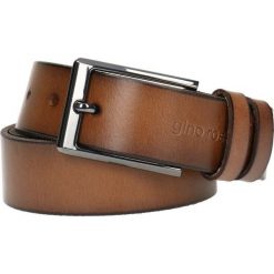 Pasek męski. Brązowe paski męskie Gino Rossi, z aplikacjami, z jeansu, eleganckie. Za 199.90 zł.