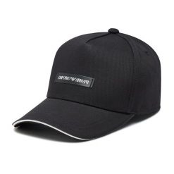 Czapka z daszkiem Emporio Armani. Czarne czapki męskie Emporio Armani, bez wzorów. Za 389.99 zł.