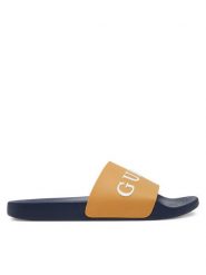 Guess Klapki F5GZ06 BB00F Brązowy. Brązowe klapki i japonki męskie Guess, z aplikacjami, z tworzywa sztucznego. Za 119.99 zł.