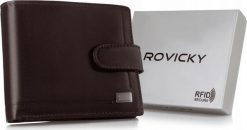 Rovicky Skórzany portfel męski z systemem RFID zamykany na zatrzask - Rovicky NoSize. Portfele męskie ROVICKY, bez wzorów. Za 143.26 zł.