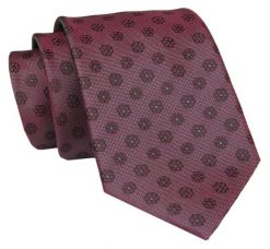 Męski Krawat - Bordowy w Grochy - Angelo di Monti. Czerwone krawaty i muchy męskie Angelo di Monti, bez wzorów, z tkaniny, eleganckie. Za 45.00 zł.