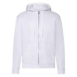 Klasyczna Kurtka Z Kapturem Dla Dorosłych Unisex. Białe kurtki męskie Fruit of the Loom, l, bez wzorów, klasyczne, bez ramiączek, z kapturem. Za 135.99 zł.