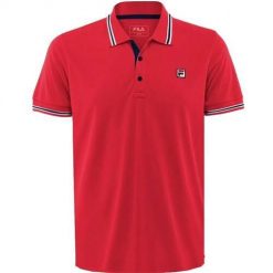 Koszulka sportowa męska Fila Polo Piro. Czerwone koszulki polo męskie Fila, m, bez wzorów, z bawełny, sportowe, bez kołnierzyka, bez ramiączek. Za 329.00 zł.