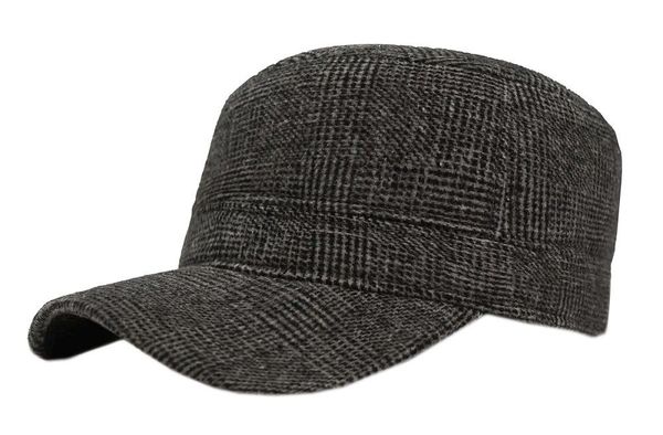 Czapka z Daszkiem Jesienno-Zimowa, Szara w Drobny Wzór, Patrolówka z Nausznikami -Pako Jeans. Szare czapki męskie Pako Jeans, na zimę, bez wzorów, z jeansu. Za 59.00 zł.