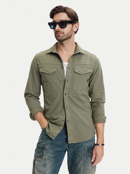 G-Star Raw Koszula Dakota D23616-D920 Zielony Slim Fit. Zielone koszule męskie G-Star Raw, l, bez wzorów, z bawełny, bez kołnierzyka, bez ramiączek. Za 389.99 zł.