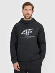 4F Bluza dresowa nierozpinana z kapturem męska - szara S. Szare bluzy nierozpinane męskie 4f, m, bez wzorów, z dresówki, klasyczne, bez ramiączek, z kapturem. Za 189.99 zł.