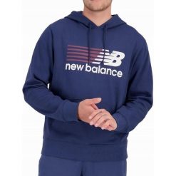 Bluza na co dzień męska NEW BALANCE ciepła z kapturem. Niebieskie bluzy nierozpinane męskie New Balance, m, bez wzorów, z kapturem. Za 269.00 zł.