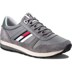 Sneakersy TOMMY JEANS - Retro Runner Sneaker EM0EM00165 Steel Grey 039. Szare buty sportowe na co dzień męskie Tommy Jeans, z jeansu, klasyczne. W wyprzedaży za 309.00 zł.