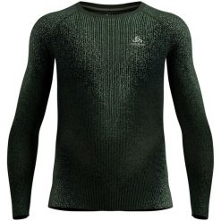 Bielizna termoaktywna z długim rękawem Odlo BL TOP crew neck l/s. Zielona koszulki męskie z długim rękawem Odlo, l, bez wzorów, sportowe, bez kołnierzyka, bez ramiączek. Za 459.99 zł.