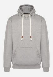 Szara Bluza z Bawełną Kapturem i Kieszenią Typu Kangurek Norrise. Szare bluzy z kapturem męskie Born2be, l, bez wzorów, z bawełny. Za 79.99 zł.