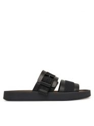 Calvin Klein Klapki Ergon Buckle Sandal Wb Lth Aop HM0HM02096 Czarny. Czarne klapki i japonki męskie Calvin Klein, bez wzorów, ze skóry. Za 489.99 zł.