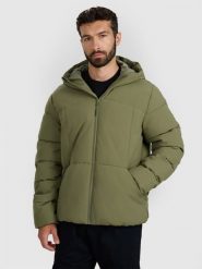 4F Kurtka puchowa z wypełnieniem syntetycznym męska - oliwkowa/khaki XXL. Brązowe kurtki męskie 4f, na zimę, m, bez wzorów, z dzianiny, klasyczne, bez ramiączek, z kapturem. Za 399.99 zł.