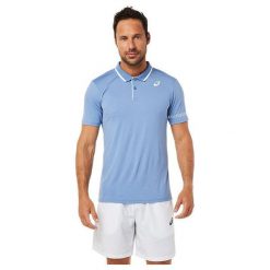 Koszulka sportowa męska Asics Court Polo Shirt. Niebieskie koszulki polo męskie Asics, l, bez wzorów, sportowe, bez kołnierzyka, bez ramiączek. Za 199.99 zł.