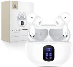 Słuchawki bezprzewodowe dokanałowe Tech-Protect UltraBoost TWS Earphone Pro G2 White. Białe słuchawki bluetooth TECH-PROTECT. Za 53.35 zł.