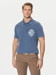 Guess Polo M5RP10 KCMY0 Granatowy Regular Fit. Niebieskie koszulki polo męskie Guess, l, z aplikacjami, z bawełny, bez kołnierzyka, bez ramiączek. Za 149.99 zł.