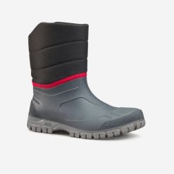 Buty turystyczne śniegowce męskie Quechua SH100 wodoodporne. Szare buty trekkingowe męskie QUECHUA, na zimę, bez wzorów, sportowe, bez obcasa, bez zapięcia. Za 79.99 zł.