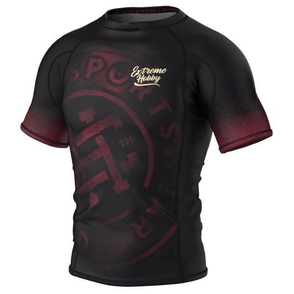 Koszulka Męska Rashguard MMA na Siłownię EXTREME HOBBY BADGE. Czarne bielizna termoaktywna męska EXTREME HOBBY, m, bez wzorów, z bawełny, bez ramiączek, do biegania. Za 188.00 zł.