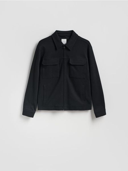 Kurtka koszulowa - czarny. Czarne kurtki męskie Reserved, l, bez wzorów, z bawełny, bez ramiączek, bez kaptura. Za 199.99 zł.