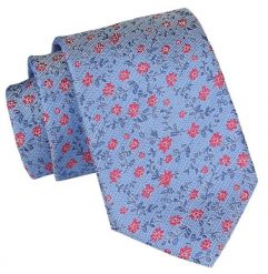 Męski Krawat Angelo di Monti - Drobne Kwiatki, Niebieski. Niebieskie krawaty i muchy męskie Angelo di Monti, bez wzorów, z tkaniny, eleganckie. Za 45.00 zł.