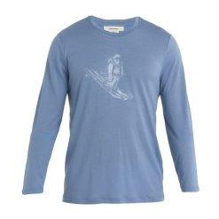 Bluza termoaktywna męska icebreaker Tech Lite II Tee Skiing Yeti. Niebieskie bielizna termoaktywna męska Icebreaker, m, bez wzorów, bez ramiączek, narciarskie. Za 249.99 zł.