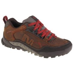 Buty trekkingowe męskie Merrell Annex Trak. Brązowe buty trekkingowe męskie Merrell, bez wzorów, z gumy, sportowe, bez obcasa, bez zapięcia. Za 649.99 zł.