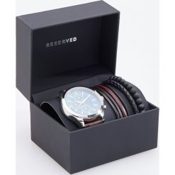 Zestaw zegarek i 3 bransoletki - Brązowy. Brązowe zegarki męskie Reserved. Za 129.99 zł.
