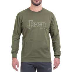 Bluza w kolorze zielonym. Zielone bluzy nierozpinane męskie Jeep, m, bez wzorów, bez ramiączek, bez kaptura. W wyprzedaży za 114.95 zł.