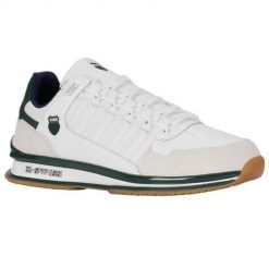 Buty do chodzenia męskie K-Swiss 08907186. Białe buty sportowe na co dzień męskie K-SWISS, m, bez wzorów, z materiału, bez ramiączek, bez kaptura, trekkingowe. Za 309.00 zł.