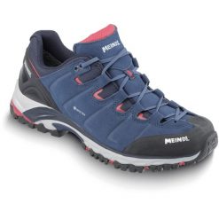 Buty trekkingowe męskie MEINDL Bristol GTX. Niebieskie buty trekkingowe męskie Meindl, bez wzorów, sportowe, bez obcasa, bez zapięcia. Za 829.00 zł.