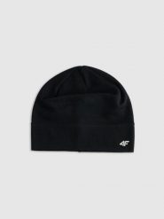 4F Czapka z wełny merino uniseks - czarna S/M. Czarne czapki męskie 4f, na zimę, bez wzorów, z wełny, klasyczne. Za 89.99 zł.