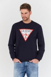 GUESS Granatowa bluza Audley. Niebieskie bluzy nierozpinane męskie Guess, l, z aplikacjami, bez ramiączek, bez kaptura. W wyprzedaży za 189.99 zł.