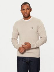 Calvin Klein Jeans Sweter J30J326745 Beżowy Regular Fit. Brązowe swetry męskie Calvin Klein Jeans, bez wzorów, z bawełny, bez kołnierzyka, bez ramiączek. Za 269.99 zł.