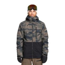 Kurtka snowboardowa męska Quiksilver Mission Printed Block. Brązowe kurtki narciarskie i snowboardowe męskie Quiksilver, na zimę, l, bez wzorów, bez kaptura, snowboardowy. Za 719.99 zł.