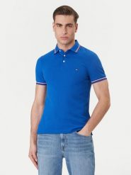 Tommy Hilfiger Polo Seasonal MW0MW39993 Niebieski Slim Fit. Niebieskie koszulki polo męskie Tommy Hilfiger, l, bez wzorów, z bawełny, bez kołnierzyka, bez ramiączek. Za 369.99 zł.
