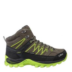 Buty trekkingowe męskie CMP Rigel Mid WP. Zielone buty trekkingowe męskie CMP, bez wzorów, bez zapięcia. W wyprzedaży za 299.99 zł.