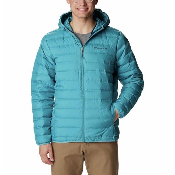 Kurtka Turystyczna Puchowa Męska Columbia Lake 22 Down Hooded Jacket. Zielone kurtki męskie Columbia, m, bez wzorów, z puchu, sportowe, bez ramiączek, bez kaptura. W wyprzedaży za 416.35 zł.