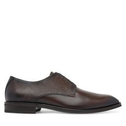 Półbuty BOSS. Brązowe eleganckie półbuty męskie Boss, wizytowe, bez obcasa, bez zapięcia. Za 909.99 zł.