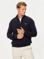 Lacoste Sweter AH3052 Granatowy Regular Fit. Niebieskie kardigany męskie Lacoste, m, bez wzorów, z wełny, bez ramiączek. Za 589.99 zł.