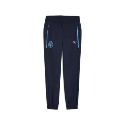 Spodnie dresowe Manchester City Woven 2025/26. Niebieskie spodnie dresowe męskie Puma, bez wzorów, z dresówki. Za 334.50 zł.