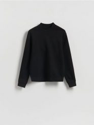 Bluza ze stójką - czarny. Czarne bluzy nierozpinane męskie Reserved, l, bez wzorów, z bawełny, bez ramiączek, bez kaptura. Za 99.99 zł.