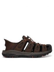 Skechers Sandały Tresmen 205187/CHOC Brązowy. Brązowe sandały męskie Skechers, ze skóry, bez zapięcia. Za 349.99 zł.