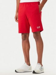 EA7 Emporio Armani Szorty sportowe 8NPS65 PJVRZ U5072 Czerwony Regular Fit. Czerwone szorty sportowe męskie EA7 Emporio Armani, bez wzorów, z bawełny, sportowe. Za 359.99 zł.