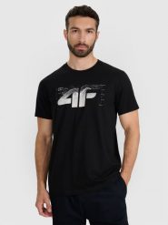 4F T-shirt regular z nadrukiem męski - czarny XL. Czarne t-shirty sportowe męskie 4f, m, bez wzorów, z bawełny, klasyczne, bez ramiączek. Za 59.99 zł.